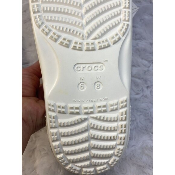 CROCS Classic Glitter Sandal White/Orange Sherbet Slip On Slide Sandal Sz 8 W - Picture 6 of 8